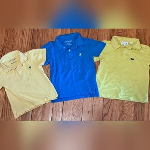3-Pc Boys Bundle Short Sleeve Polo Shirts Lacoste Crewcuts 100% Size 2-3 Cotton